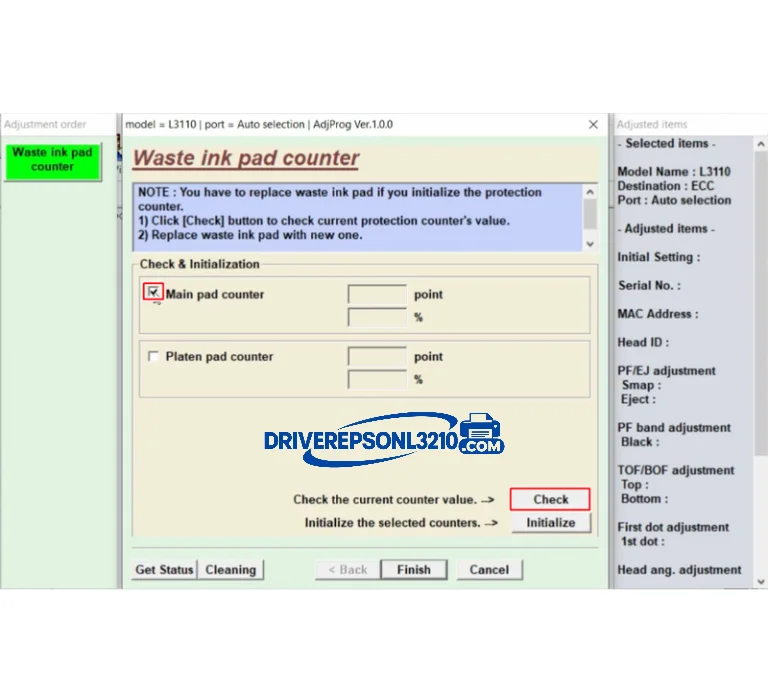 Step 4 — main pad counter screenshot